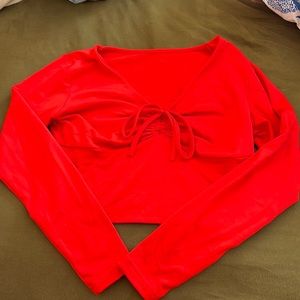 Red long sleeve crop top